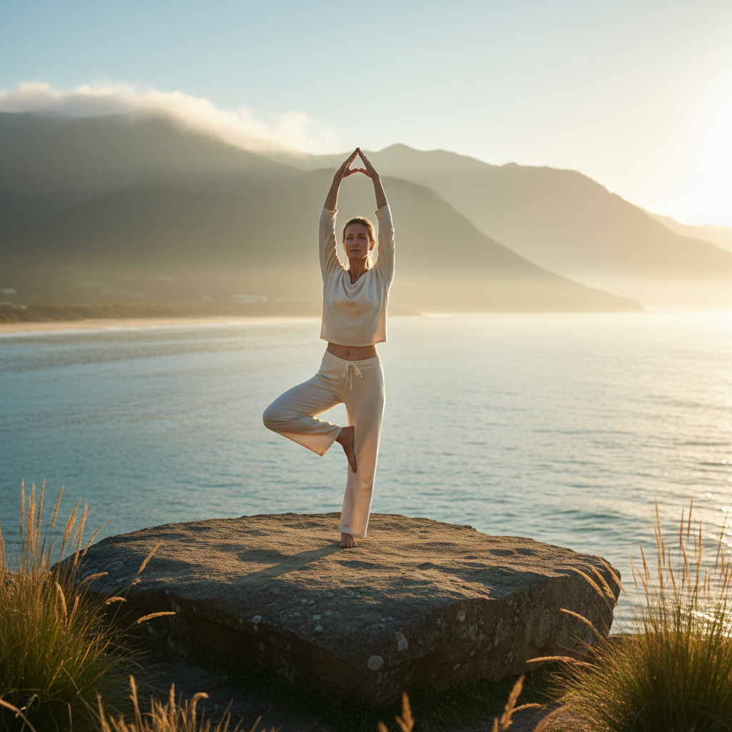 Representación visual de la armonía corporal en un entorno natural